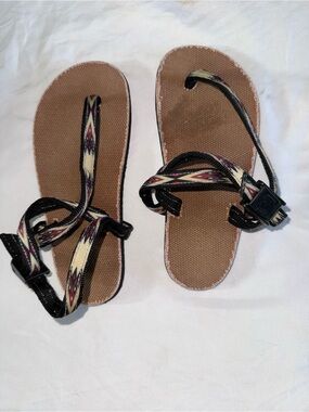 Kids Brown Sandals with Patterned Straps